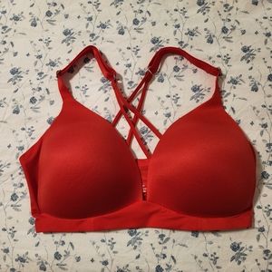 Aerie Real Sunnie Wireless Lightly Lined Strappy Bra Red 34DDD